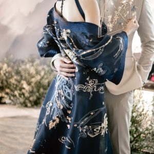 Backless Midnight Blue Cheongsam