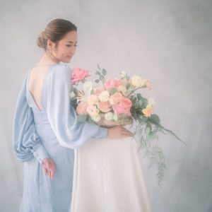 Alternative view of Blue Draped Satin Dress