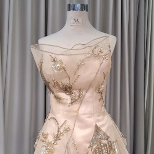 Alternative view of Champagne Cheongsam with Embroidery Drapery
