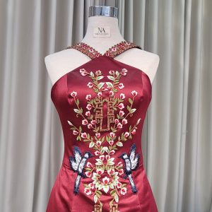 Alternative view of Maroon Midi Cheongsam