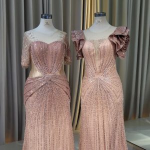 Rose Gold Mermaid Dress with Glitter Detail