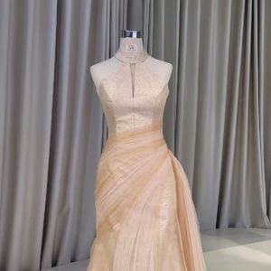 Champagne Halter Neck Mermaid Dress