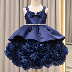 Navy Rosette Dress