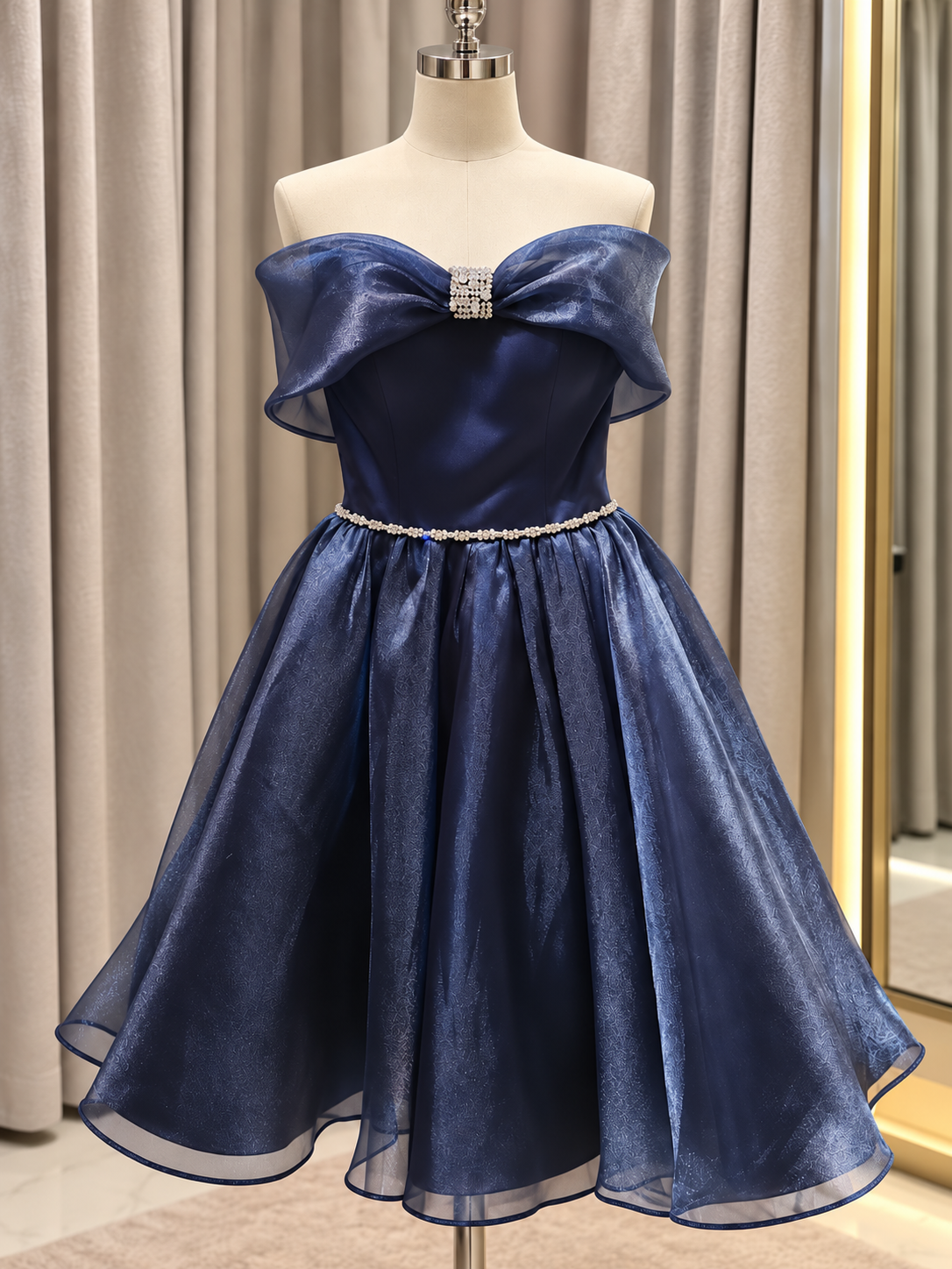 Navy Crystal Bow Dress