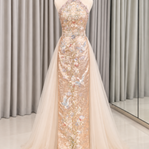 Champagne Bronze Tulle Cheongsam